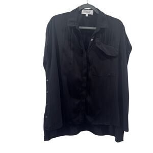 Derek Lam 10 Crosby Black Silk Blend Button Front and Side Shirt – Size 4